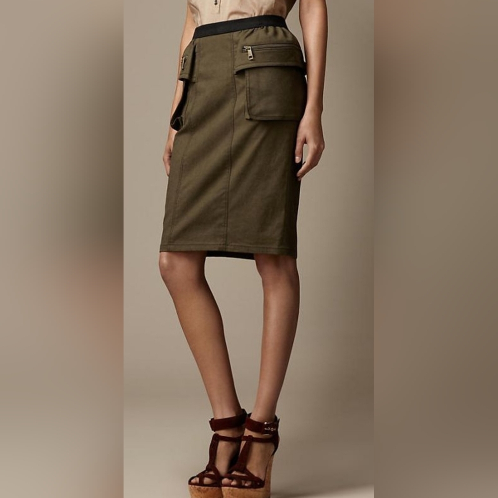 SALE BURBERRY Pencil Military Skirt Pockets size 2 - Picture 1 of 7